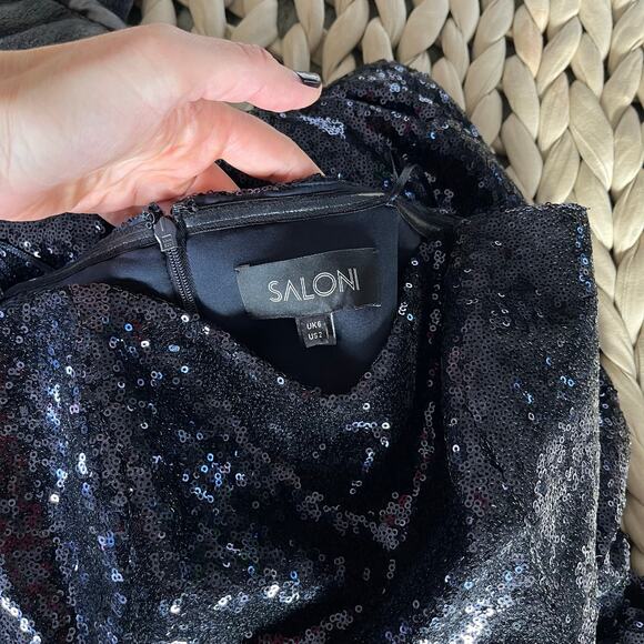 Saloni Aurelie Jumpsuit Blue Sequin Strapless Wide Leg Size 2 Sexy Chic Dressy - Picture 16 of 16